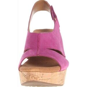 Clarks Women's Helio Float Cork Wedge Sling Back Sandals Pink Fussia Size 8.5